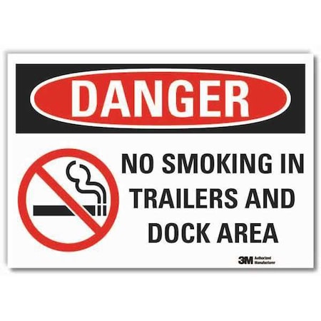 Lyle No Smoking Danger Reflective Label, 7" H, 10" W, Reflective Sheeting, English, LCU4-0551-RD_10x7 LCU4-0551-RD_10x7