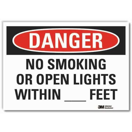 Lyle No Smoking Danger Reflective Label, 10" H, 14 in W, Reflective Sheeting, English, LCU4-0587-RD_14x10 LCU4-0587-RD_14x10