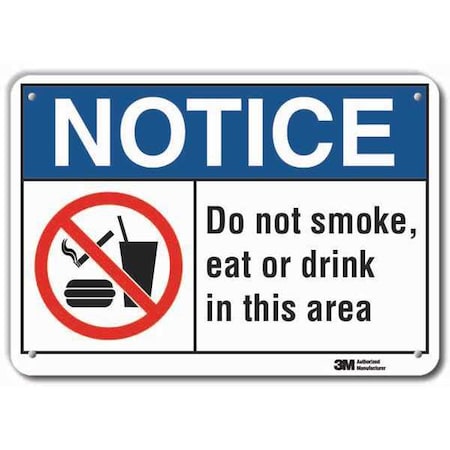 Lyle Reflective No Smoking Notice Sign, 10" H, 14 in W, Horizontal Rectangle, LCU5-0024-RA_14x10 LCU5-0024-RA_14x10