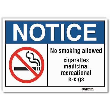 Lyle Notice, No Smoking Allowed Cigarettes Medicinal Recreational E-Cigs, 14 in W x 10 in H LCU5-0025-RD_14x10