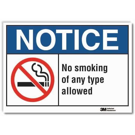 Lyle Notice, No Smoking of Any Type Allowed, 5 in W x 3 1/2 in H, Horizontal Rectangle LCU5-0026-RD_5x3.5