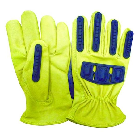 Condor Leather Drivers Gloves, Shirred Slip-On Cuff, Wing Thumb, Gold/Yellow, L, 1 PR 48WT95