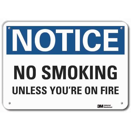 Lyle Reflective No Smoking Notice Sign, 10" H, 14 in W, Horizontal Rectangle, LCU5-0158-RA_14x10 LCU5-0158-RA_14x10