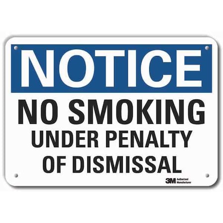 Lyle Reflective No Smoking Notice Sign, 7" H, 10" W, Vertical Rectangle, English, LCU5-0184-RA_10x7 LCU5-0184-RA_10x7