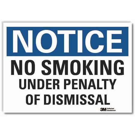 Lyle No Smoking Notice Reflective Label, 7" H, 10" W, Reflective Sheeting, English, LCU5-0184-RD_10x7 LCU5-0184-RD_10x7