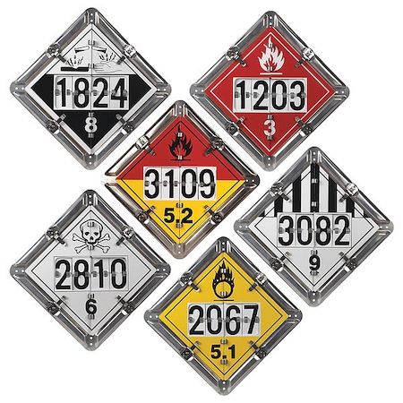 Jj Keller DOT Container Placard, Various DOT Classes, Aluminum, 14" W x 14" H 13071