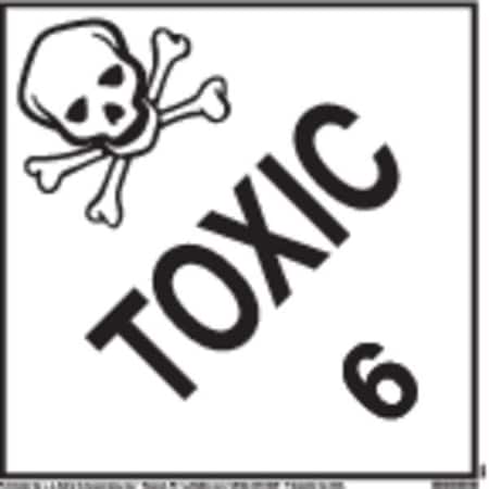 Jj Keller DOT Container Placard, Toxic, Tagboard, 10-3/4" W x 10-3/4" H 1682