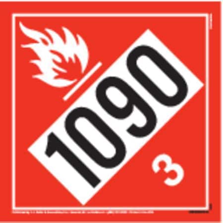 Jj Keller DOT Container Placard, Flammable Liquid UN 1090, Tagboard, 10-3/4" W x 10-3/4" H 3367