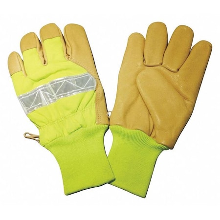 Condor Leather Gloves, Polyester, Knit Wrist Cuff, Wing Thumb, Lime, M, 1 PR 48WU25