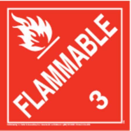 Jj Keller DOT Container Placard, Flammable, Tagboard, 10-3/4" W x 10-3/4" H 525
