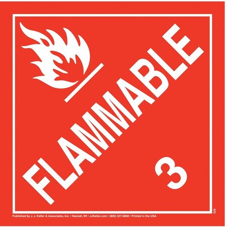 Jj Keller DOT Container Placard, Flammable, Polystyrene, 10-3/4" W x 10-3/4" H 529