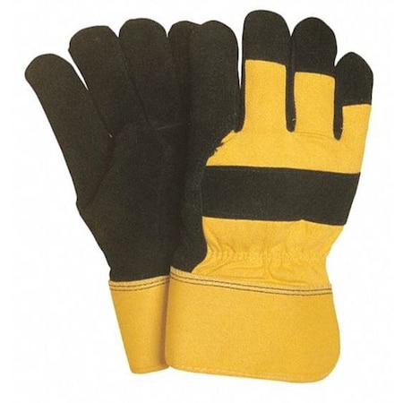 Tillman Cold Protection Gloves, Split Cowhide Leather Palm, ColdBlock Poly/Cotton Lining, Black/Yellow, L 1573