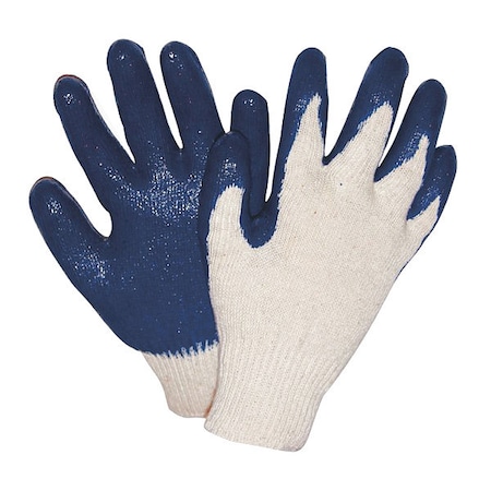 Tillman Coated Gloves, Latex, Smooth, Palm, Not Rated Abrasion Level, Blue, L 1 PR 1538
