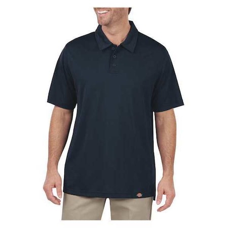 Dickies Men's Short Sleeve Polo, Polyester, Pullover/Button, Navy, XL LS45DN RG XL