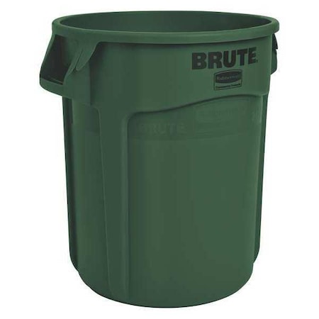 Rubbermaid Commercial BRUTE 10 gal Round Heavy Duty Plastic Can, Dark Green, None, Plastic, Not Applicable FG261000DGRN