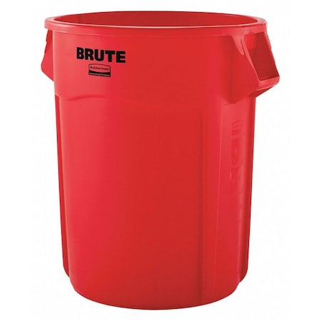 Rubbermaid Commercial BRUTE Trash Can, Round, 55 gal Capacity, 26 1/2 in W, 33 in H, Red FG265500RED