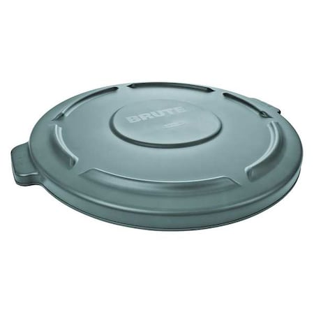 Rubbermaid Commercial BRUTE(R) 10 gal Trash Can Lid, Flat Gray, Resin, 0 Openings 16 in W/Dia FG260900GRAY