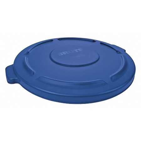Rubbermaid Commercial BRUTE(R) 55 gal Trash Can Lid, Flat Blue, Resin, 0 Openings 26 3/4 in W/Dia 1779733
