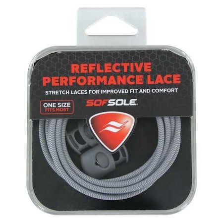 Sof Sole Shoe Laces, 38", Rubber/Polyester, Gray, PR 84839