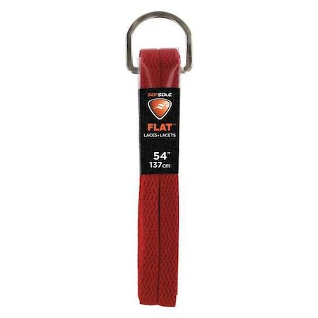 Sof Sole Shoe Laces, 54" L, Polyester, Red, PR 84744