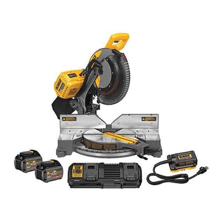 Dewalt Cordless Miter Saw Kit, 12 in Blade Dia., Max Blade Speed: 3800 RPM 5/8 in Arbor Size DHS716AT2