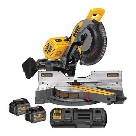 Dewalt Cordless Miter Saw Kit, 12 in Blade Dia., Max Blade Speed: 3800 RPM 5/8 in Arbor Size DHS790T2