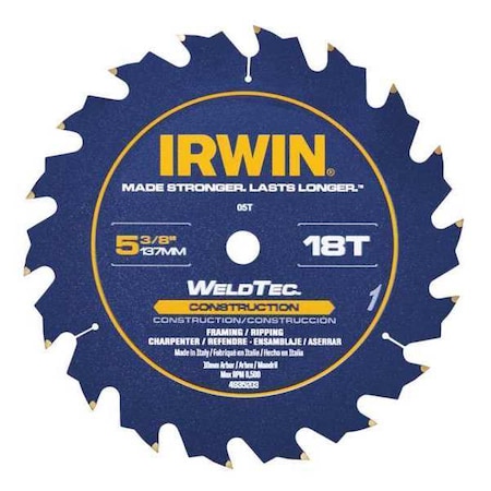 Irwin 18-Teeth Circular Saw Blade, Wood Cutting 4935203