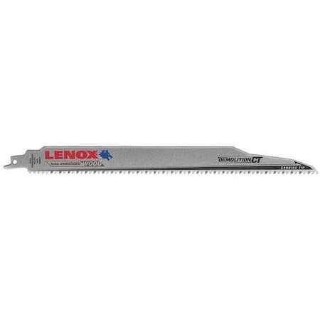 LENOX 12" L x 6 TPI Nail Embedded Wood Cutting Carbide Reciprocating Saw Blade, 5 PK 1832147