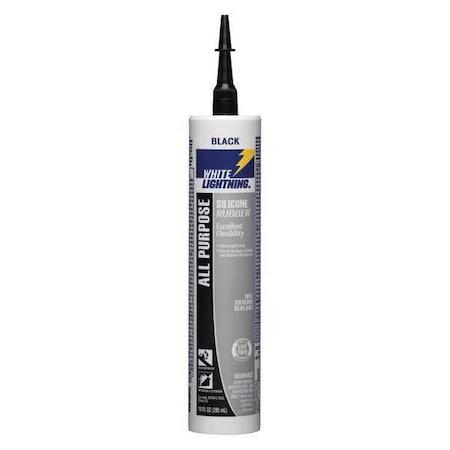 White Lightning Multipurpose Silicone Sealant, 10 oz, Black, Temp Range -50 to 450 Degrees F W11125010