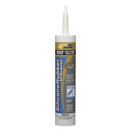 White Lightning Multipurpose Silicone Sealant, 10 oz, White, Temp Range 400 Degrees F W11120010