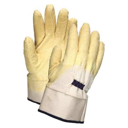 Mcr Safety Coated Gloves, Latex, Crinkle, Palm, 0 Abrasion Level, Natural, L 12 PK 6840
