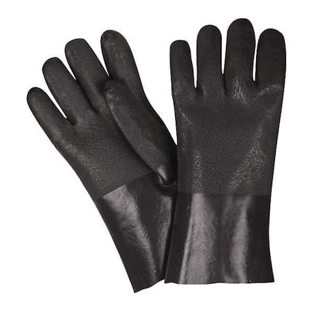 Mcr Safety 6512SJ Chemical Resistant Gloves, PVC, 12 in L, Not Rated, Black, L, 12 PK 6512SJ