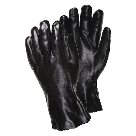 Mcr Safety 6524SJ Chemical Resistant Gloves, PVC, 14 in L, Not Rated, Black, L, 12 PK 6524SJ