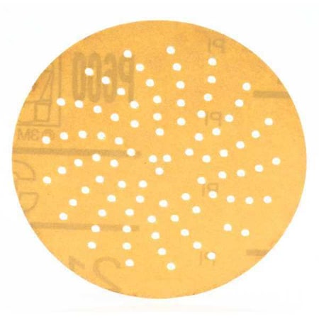 3M Hook-and-Loop Sanding Disc, 6" Dia, Multi-Hole, Aluminum Oxide, P600 Grit, Open Coat Type, 216U 60440140998