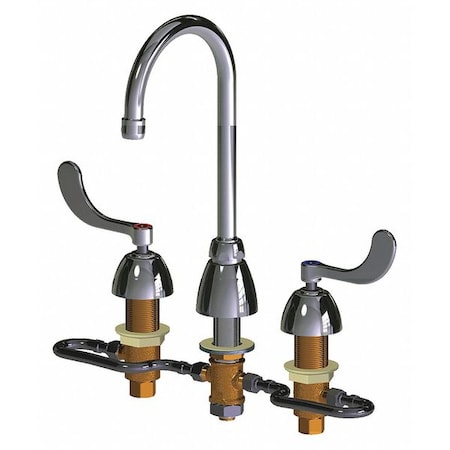 CHICAGO FAUCET Manual, 6" to 26" Mount, Commercial 3 Hole Gooseneck Kitchen/Bathroom Faucet 786-HGN2AE35AB