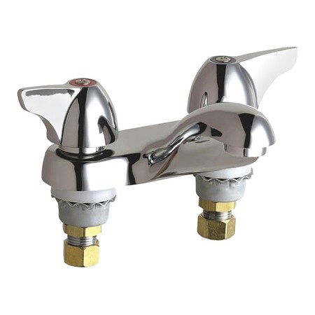 Chicago Faucet Manual Low Arc Bathroom Faucet, 8" Mount, Polished Chrome 3 Hole 802-VE64-1000AB