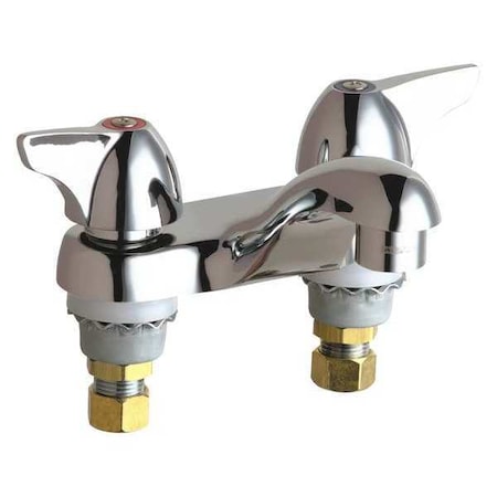 Chicago Faucet Manual Low Arc Bathroom Faucet, 4" Mount, Polished Chrome 2 Hole 802-V1000ABCP