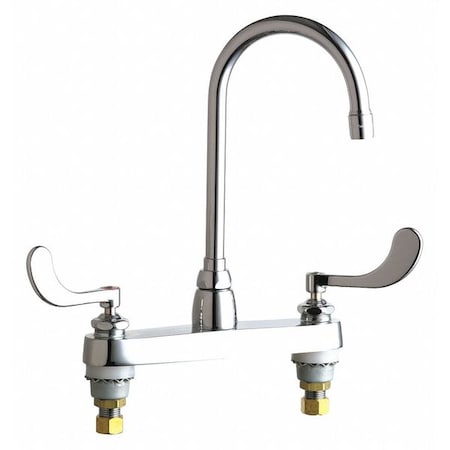 Chicago Faucet Gooseneck Kitchen/Bathroom Faucet, Manual, 8" Mount, 2 Hole Commercial 1100-G2E3-317AB
