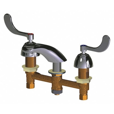 Chicago Faucet Manual Low Arc Bathroom Faucet, 8" Mount, Polished Chrome 3 Hole 404-V317E66ABCP