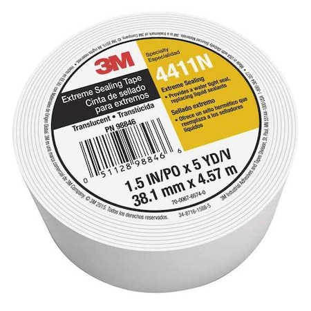 3M Film Tape, 1 1/2inx5 yd, Translucent, 1 mil 4411N