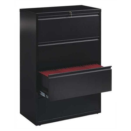 HIRSH 4 Drawer File Cabinet, Black, A4/Legal/Letter 17454