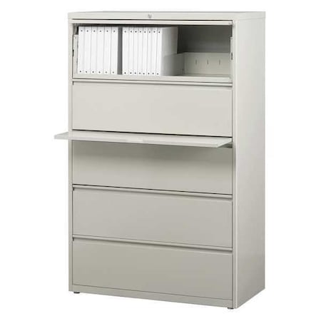Hirsh 36 in W 5 Drawer Lateral File Cabinet, Light Gray, A4/Legal