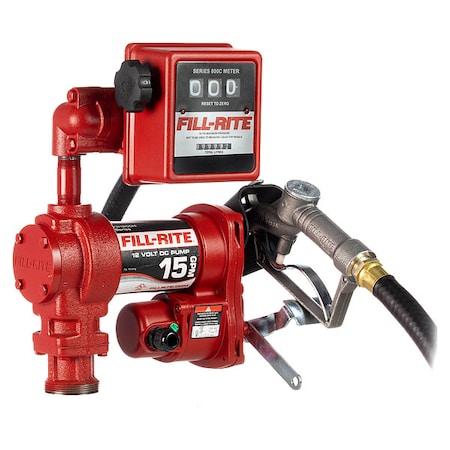 Fill-Rite Fuel Transfer Pump, 12V DC, 15 gpm Max. Flow Rate , 1/4 HP, Cast Iron, 1 in NPT Inlet FR1211HL