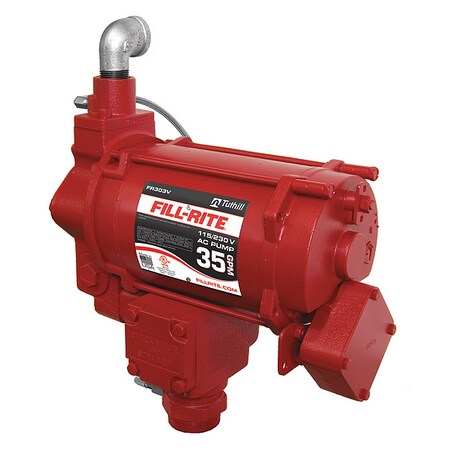 Fill-Rite Fuel Transfer Pump, 115/230V AC, 35 gpm Max. Flow Rate , 1/2 HP, Cast Iron, 1-1/4 in Inlet FR303V