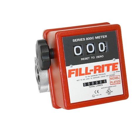 Fill-Rite Flowmeter, 50 PSI, 20 GPM, 1 in., 50 SSU 807CNL1X418