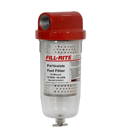 Fill-Rite Fuel Filter, 18 gpm, 50 psi, 4-1/2 in L F1810PC1
