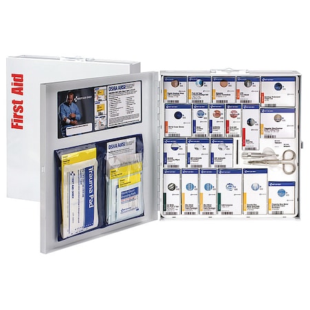 First Aid Only First Aid Kit and Housing, Metal Cabinet, 290 Components, 100 People Served 746005-021
