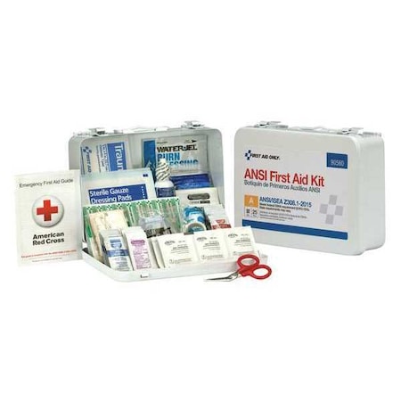 Zoro Select First Aid Kit and Housing, Metal 89 Components, 25 People Served 90560