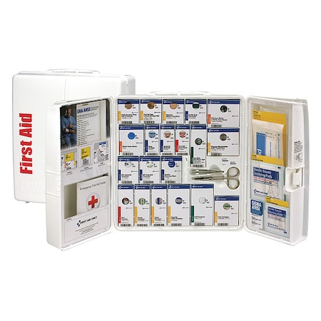 First Aid Only First Aid Kit and Housing, Plastic Cabinet, 203 Components, 100 People Served 90580-021