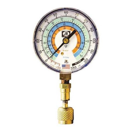 Jb Industries Test Gauge, Blue, For R-22, R-134A, R-404A QC-G851